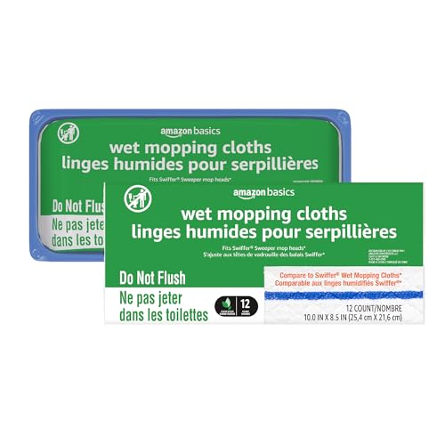 Amazon Basics Wet Mopping Cloth Refills, 24 Count (Fits Swiffer Sweeper Mop Heads)