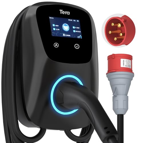 (-26%) Tera Smart EV Ladegerät Typ 2 Wallbox mit APP 11kW 16A 400V CE&TÜV mit Wlan & Bluetooth 7m Ladekabel mit Ladegerätehalter Heim Wallbox CEE 3-Phasen Stecker für EVs & PHEV W01 Schwarz