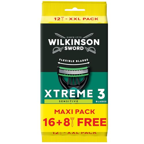 Wilkinson Sword Xtreme 3 Sensitive, rasoi uomo usa e getta, 16+8 omaggio | Rasoi da uomo…