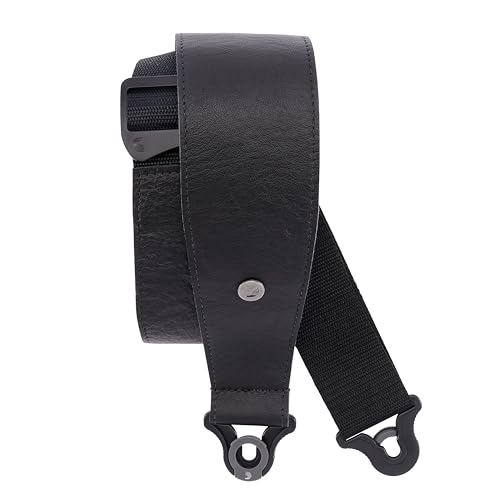 Planet Waves D'Addario Auto Lock Guitar Strap - Acoustic & Electric Accessories - Easy to Use Locking Straps - Uses Existing Buttons - Leather - 3" Width - Black