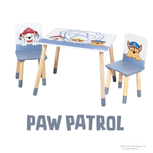 (-43%) roba Kindersitzgruppe Paw Patrol - 2 Kinderstühle & 1 Tisch für Kinder - Sitzgarnitur/Sitzmöbel mit Zeichentrick Hunden - Holz weiß - ab 18 Monaten…