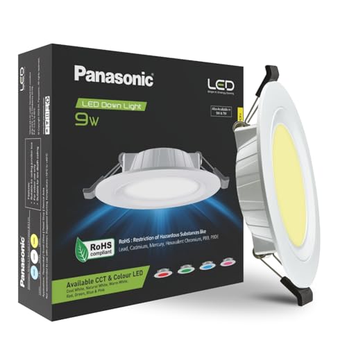 Panasonic 9 Watt LED Concealed Downlighter, LED Recessed Downlight, 85mm Cut Out, BIS & ROHS Certified, 4KV Surge Protection, Warm White Light (PDLM34