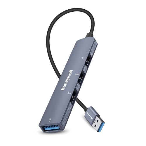 Honeywell Newly Launched 4-in-1 Ultra Slim USB Hub 1xUSB 3.0 & 3 x USB 2.0 Ports, 30cms Cable, DataTransfer Speed Upto 5GBPS,Universally Compatible wi