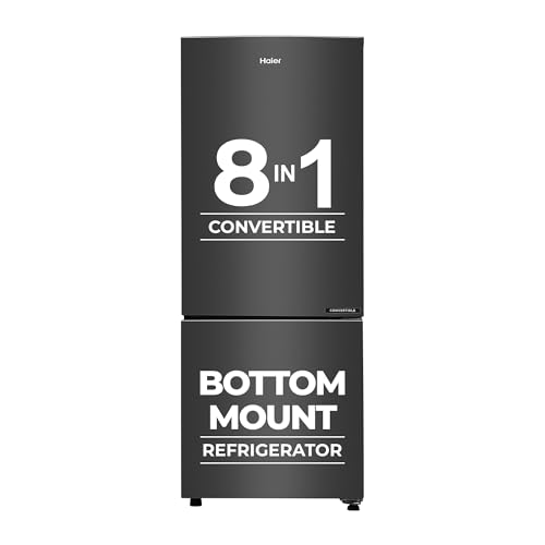 Haier 237L 3 Star Frost Free Bottom Mount Double Door Refrigerator|8 In 1 Convertible Modes|Jhukna Mat-Bottom Freezer|Twin Inverter|200% Faster Ice Ma