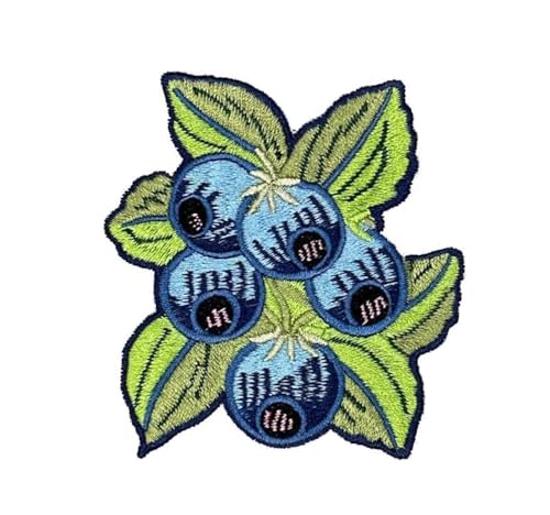 Blueberry Patches for Jackets, Clothing, Dress, Jeans, Hat, Backpacks - Blueberry Embroidery Patch, Blueberry Applique, 3.5 Inch Clothes Decor Accessory