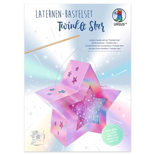 (-77%) Ursus 18790002F - Laternen Bastelset, Twinkle Star, Pink, ca. 19,3 x 18,3 x 8 cm, Set zum Erstellen einer selbstgebastelten Stern-Laterne, aus Karton 350 g/m² und Transparentpapier 110 g/m²
