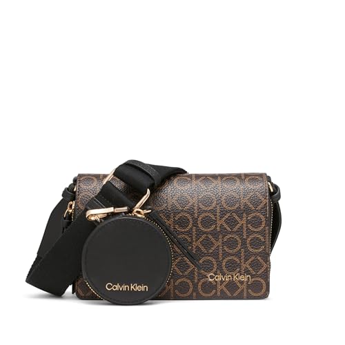 Calvin Klein Millie Triple Compartment Camera Bag Crossbody, Brown/Khaki/Black, One Size