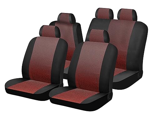 RBR Universal Car Seat Covers for Front and Rear | Seat Cover for Complete Cars | Universal Interior Accessories Black/Red