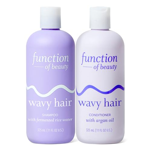 Function of Beauty Wavy Hair Shampoo & Conditioner Set, 11 oz Each - With Fermented Rice Water to Strengthen & Argan Oil to Enhance Glossiness & Natural Shine, Sulfate-Free, Customizable Haircare