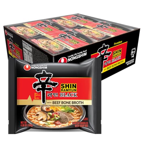 Nongshim Ramen Noodles, Gourmet Instant Ramen, Premium Microwavable Noodle Soup, Shin Black, 4.58 Ounce (Pack of 16) - Packaging Graphic May Vary
