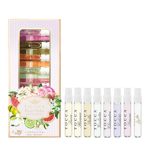 Tocca Women's Perfume Mini Discovery Sampler Set of 8, 1.5ml Each - Includes Cleopatra, Stella, Florence, Giulietta, Colette, Simone, Belle & Lucia