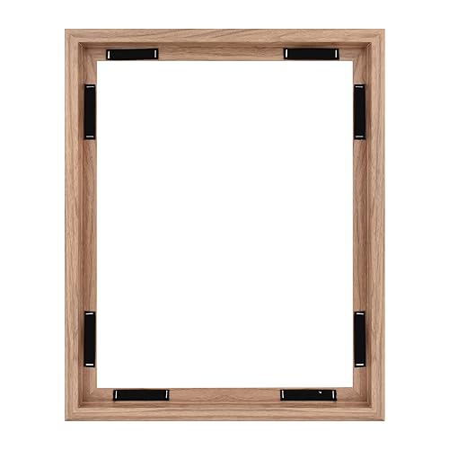 MCS Canvas Float Frames 16x20 Frame, Walnut Woodgrain for Finished Canvases, Vertical & Horizontal Wall Hanging Large with Adhesive for Canvas Paintings (1-Pack)