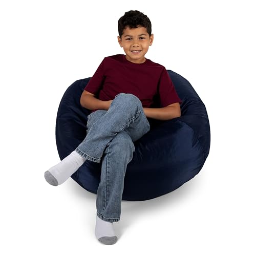Big Joe Classic Bean Bag Chair, Navy Smartmax, Durable Polyester Nylon Blend, 2 feet Round