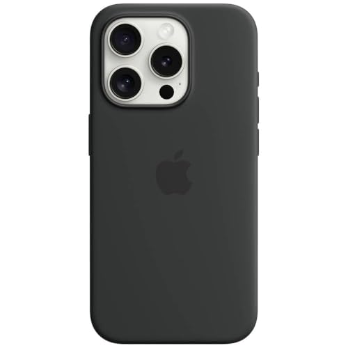 Apple iPhone 15 Pro Silicone Case with MagSafe: Lightweight Phone Case, Wireless Charging Compatible, Smooth Matte Finish; Black