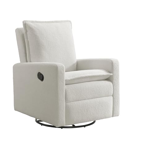 Oxford Baby Uptown Upholstered Swivel Glider and Recliner Nursery Chair, Boucle White