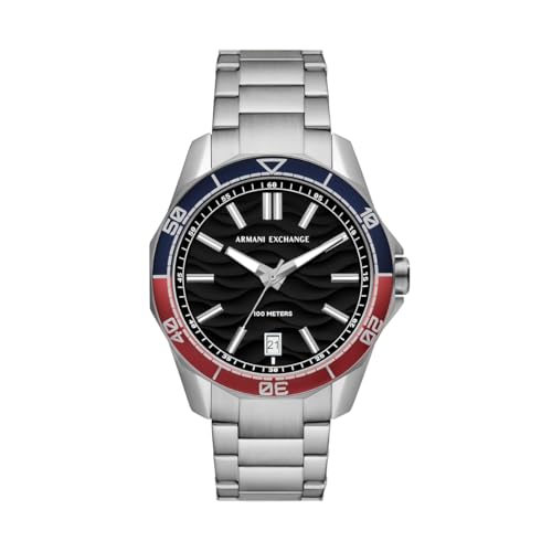 Armani Exchange Stainless Steel Analog Black Dial Men Watch-Ax1955, Silver Band