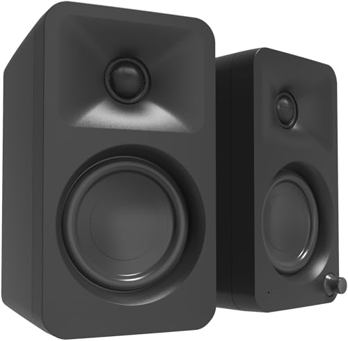Kanto ORAMB 100W Powered Reference Desktop Computer Speakers with Bluetooth 5.0 and USB-C Input | Bi-Amplified | 100 Hz Automatic Crossover | Reference Quality Sound | Pair | Black