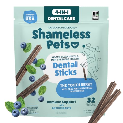 Shameless Pets Blueberry & Mint Dental Chews for Dogs, 32 Chews