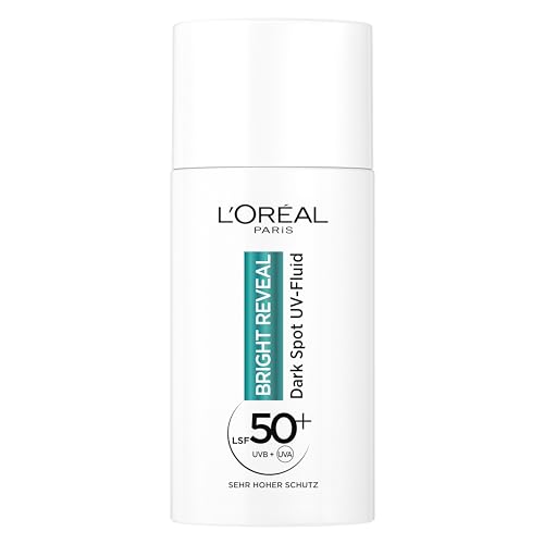 🔥 SELTEN SO GÜNSTIG (-46%) L'Oréal Paris UV Fluid LSF 50 - Schützt vor Sonnenstrahlen, Beugt Falten & Pigmentflecken vor, mit Vitamin C und E, Bright Reveal UV Fluid, 50 ml