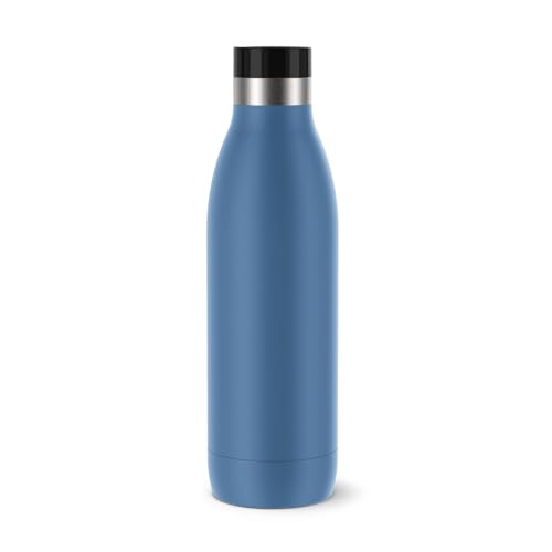 (-38%) Emsa Bludrop Isolier-Trinkflasche, 0,7 Liter, 100% dicht, Quick-Press Verschluss, Ergonomischer 360° Trinkgenuss, 12h warm, 24h kühl, einfache Reinigung, Edelstahl, Pulverbeschichtung, Blau, N3112200