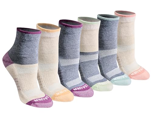 Eddie Bauer Women's Dura Dri Moisture Control 6-Pair Quarter Socks, Oatmeal Assorted (6 Pairs), Medium