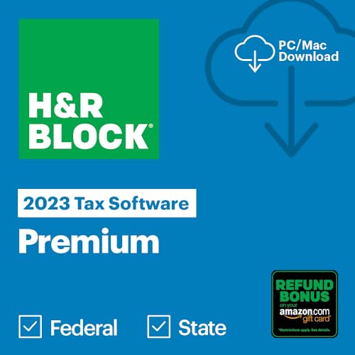 H&R Block Tax Software Premium 2023 with Refund Bonus (PC/MAC Download)