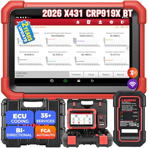 LAUNCH X431 CRP919XBT OBD2 Scanner, 2025 Wireless Bidirectional Scan Tool with DBSCar VII Connector, ECU Coding, FCA AutoAuth, 2-Year Free Update, V.A.G Guide, 35+ Services, All Systems, CANFD