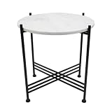 A & B Home — A & B Home 16.5 in H Iron and Glass Argus Marble End Table, White/Black