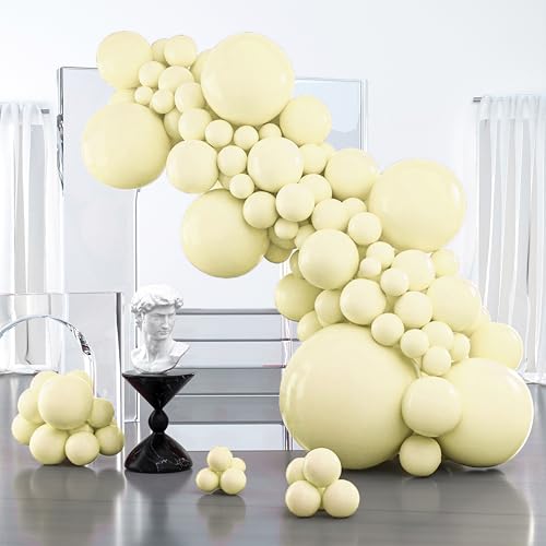 Partywoo Pastel Yellow Balloons 127 Pcs Different Sizes Of 36 18 12