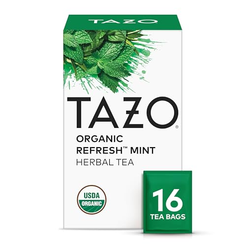 TAZO Organic Refresh Mint Herbal Tea Bags, Caffeine Free, 16 Total Tea Bags