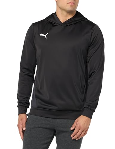 PUMA Men's Standard teamGOAL Training Hoodie, Black White-Flat Dark Grey, XL