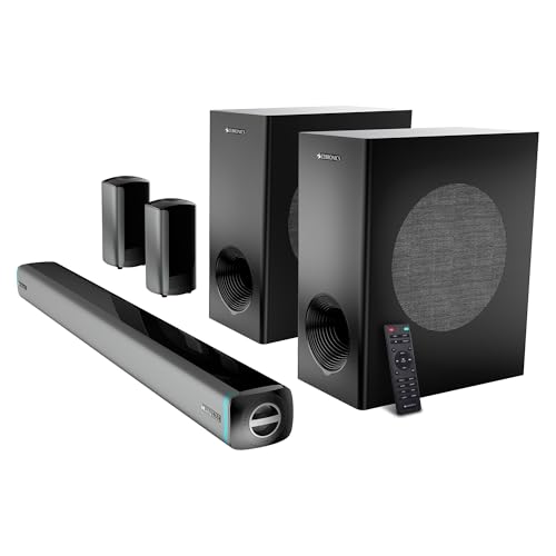 ZEBRONICS Juke bar 9550 pro 5.2 Soundbar (625 Watts), Dolby Audio, Dual Wireless Subwoofer & Wired Satellite, BT v5.3, HDMI ARC, Optical, Powerful Bas