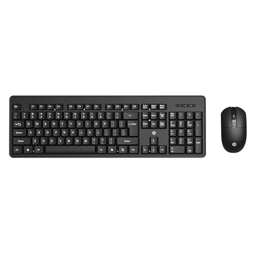HP KM200 Wireless Mouse and Keyboard Combo, Full-Size Ergonomic Design, 3 Button and Built-in Scroll Wheel, 2.4 GHz Wireless connectio, 3 Years Warran