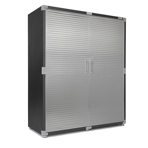 Seville Classics UltraHD Solid Steel Lockable Metal Storage Cabinet Locker Organizer, w/Adjustable Shelves for Garage, Warehouse, Office, Classroom, Graphite, 60" W x 24" D x 72" H