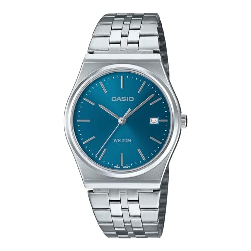 Casio MTP-B145D-2A2V Men's Vintage Stainless Steel Blue Dial 3-Hand Analog Watch