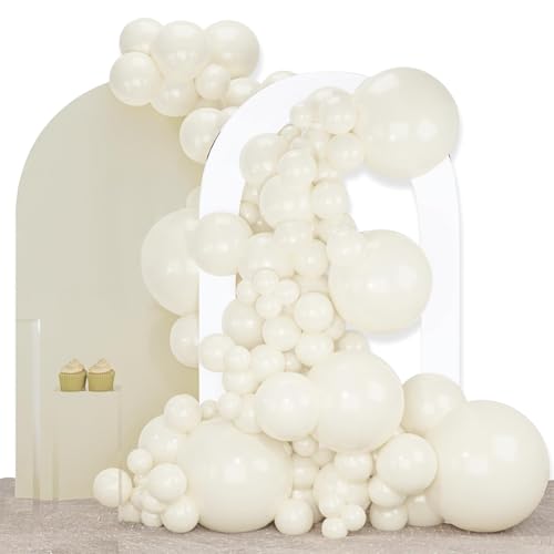 PartyWoo Beige Balloons 140pcs Different Sizes of 18 12 10 5 Inch Cream Ivory Balloon Arch Kit Garland for Wedding Bridal Graduation Baby Shower Easter Birthday Tea Boho Party Decorations White-Q08