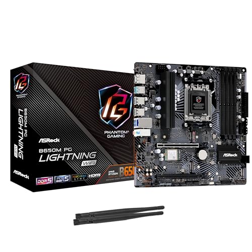 ASRock B650M PG Lightning WiFi 6E AMD Ryzen 9000/8000/7000 Series Socket AM5 B650 DDR5 up to 7200+ (OC) MHz 256 GB SATA3 6.0 Gb/s Micro ATX Motherboard M.2 RGB LED BIOS Flashback