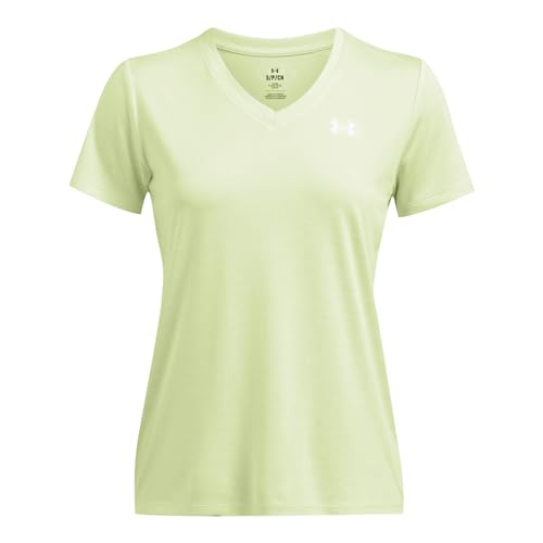 Under Armour Womens Tech Twist Short Sleeve V Neck, (383) Retro Green / / White, Large