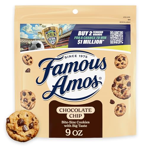 Famous Amos Chocolate Chip Cookies, Original Recipe Bite-size cookies with semi-sweet chocolate chips, 9 oz