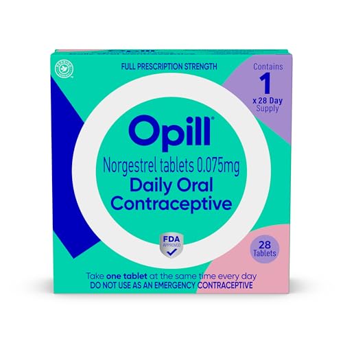 Opill, Daily Oral Birth Control Pills, Over-The-Counter Progestin-Only Contraceptive, FDA-Approved & Estrogen-Free, 28 Count