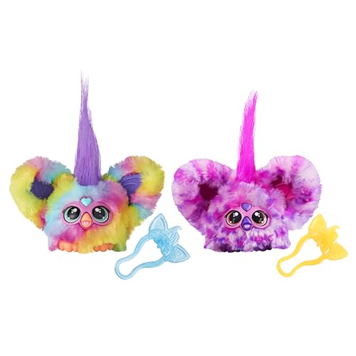 Furby Furblets 2-Pack, Mini Friends Ray-Vee & Hip-Bop, 45+ Sounds Each, Music & Furbish Phrases, Electronic Plush Toys, Rainbow & Pink/Purple, Ages 6+ (Amazon Exclusive)