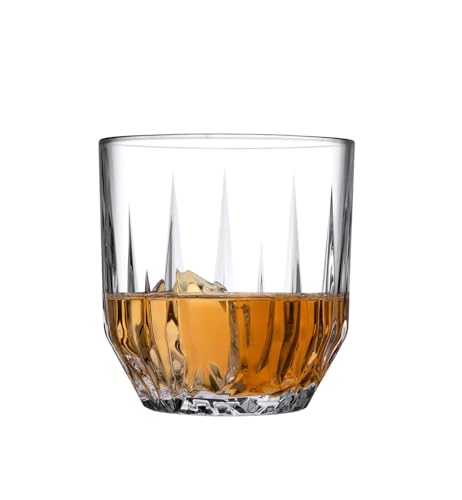 Pasabahce Echo Whiskey Glass from The Original Pasabahce from Turkey | Unique & Stylish Glassware for Whiskey, Scotch & Liqueur Set of 6 pcs, 300 ml, 