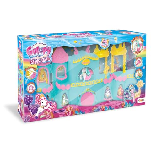 Galupy Mermaid Magic Castle Playset with Lockable Castle, Unicorn Figure with Mermaid Tail and Accessories – Girls Toys and Unicorn Gift for Children Age 3+