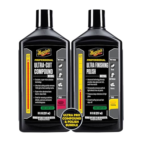 Meguiar's Mirror Glaze Bundle, Compound and Polish Kit for a Lasting, Scratch Free Exterior Gloss, Featuring Our Mirror Glaze M105 Ultra-Cut Compound and Mirror Glaze M205 Ultra-Finishing Polish