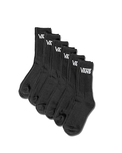 Vans Unisex Classic Crew Socks (3-Pack) | Casual Men's & Women's Everyday Socks, Soft & Stretchy Fabric, Great for High-Top Shoes, Black, 6.5-9