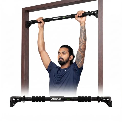 Boldfit Pull Up Bar Door for Home Workout (200Kg) - Gym Equipment for Home Workout | Adjustable Door Way Chin Up Bar for Home Workout for Kids &