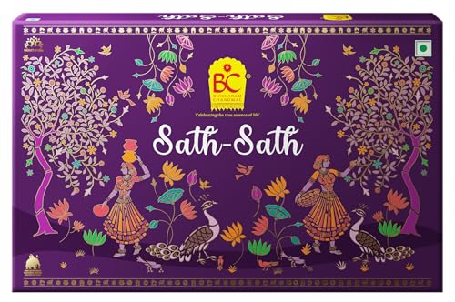 Bhikharam Chandmal - Sath Sath Diwali Gift Hamper - Indian Sweets - Besan Laddu 200 Gm, Soan Papdi 200 Gm - Ideal For Gifting - Pack of 1