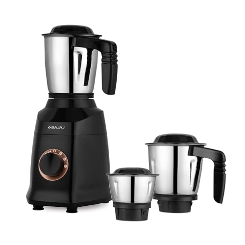 Bajaj Military Series Finesse 750W Mixer Grinder | 3 Stainless Steel Military Grade Jars* | DuraCut Blades | 750 Watts | 2 Yrs Warranty【Midnight Black