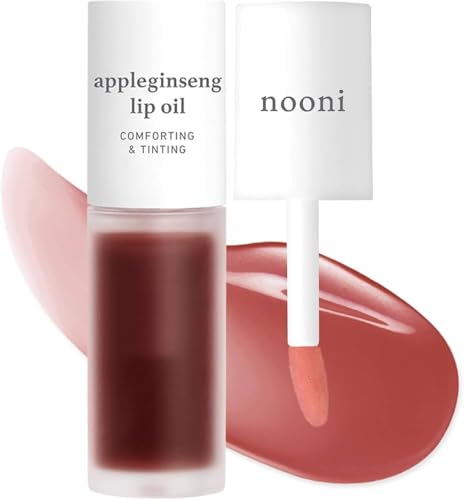 NOONI Korean Lip Oil - Appleginseng | Lip Stain, Gift, Long-Lasting, Moisturizing, Plumping, Revitalizing for Dry Lips, Waterproof, No Peel Off, Korean Lip Tint, Stocking Stuffers, 0.12 Fl Oz