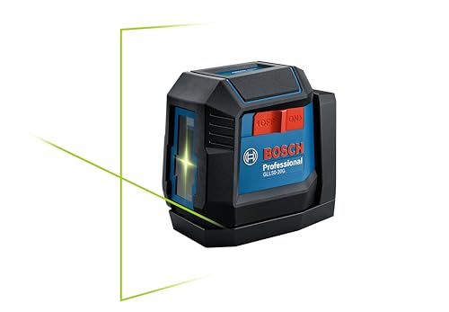 BOSCH GLL50-20G 50 Ft Green-Beam Self-Leveling Cross-Line Laser, Includes Integrated Magnetic Mount, 2 AA Batteries, & Soft Pouch